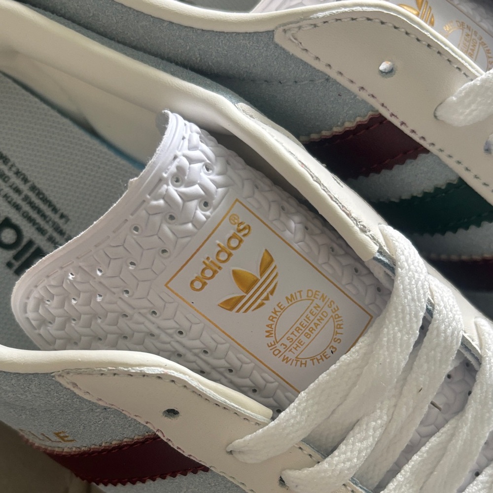 Adidas Gazelle Light Blue Sneakers with Maroon and Green Stripes - Picture 3 of 9